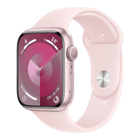 Apple Watch Series 9 GPS 45mm Pink Aluminum Case with Light Pink Sport Band M/L