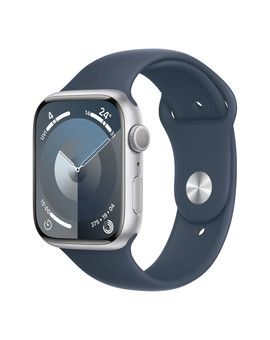 Apple Watch Series 9 GPS 45mm Silver Aluminum Case with Storm Blue Sport Band M/L, изображение 1