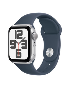 Apple Watch SE 2023 GPS 40mm Silver Aluminum Case with Storm Blue Sport Band S/M, изображение 1